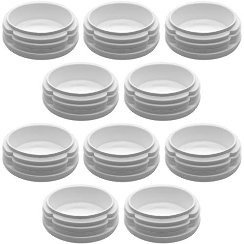 Enkotrade 10 Stück Lamellenstopfen Weiss Rund Ø 42mm, Rohrstopfen, Rohrabdeckung aus hochwertigem Polyethylen Kunststoff, Stopfen, Endstopfen, Kappen | Rohrstopfen Rund von Enkotrade