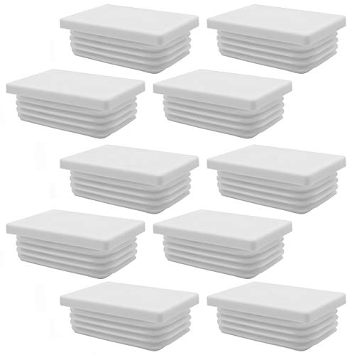 Enkotrade 10 Stück Lamellenstopfen Weiß für Rechteckrohre, 60x40 mm, Rohrabdeckung aus hochwertigem Polyethylen Kunststoff, Stopfen, Endstopfen, Kappen, Gleiter | Rohrstopfen Rechtekig von Enkotrade