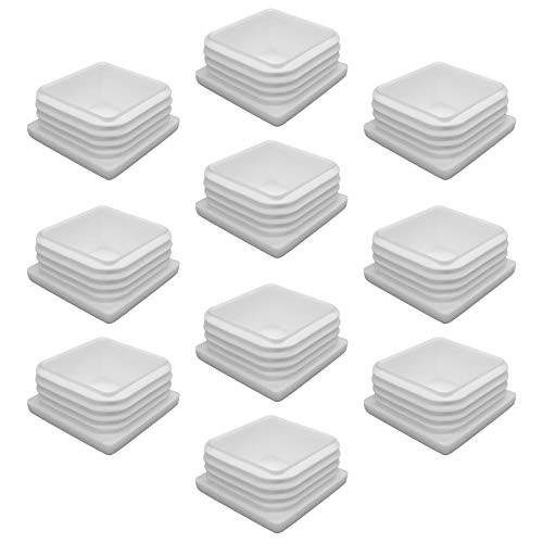 Enkotrade 10 Stück Lamellenstopfen Weiß für Vierkantrohre, 40x40 mm, Rohrabdeckung aus hochwertigem Polyethylen Kunststoff, Stopfen, Endstopfen, Kappen, Gleiter | Rohrstopfen Quadratisch von Enkotrade