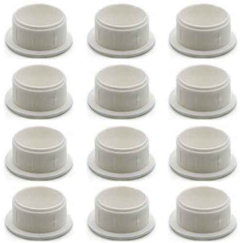 Enkotrade 12 Stück Abdeckstopfen in Weiss | 13x10 | Bohrloch Ø 10mm, Rohrabdeckung aus hochwertigem Polyethylen, Kunststoffkappen, Abdeckkappe, Stopfen, Blindstopfen, Verschlusskappe von Enkotrade