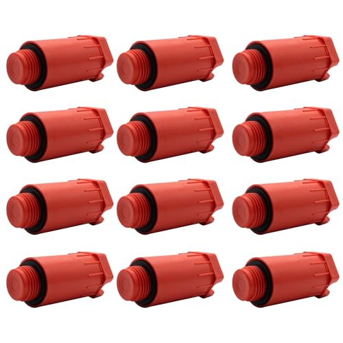 Enkotrade 12 Stück Baustopfen 1/2" Zoll Kunststoff Rot Abdrückstopfen Wasserleitung zur Wasserdruck Prüfung mit Dichtring von Enkotrade