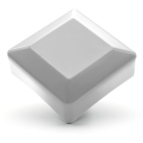 Enkotrade 21 Stück Zaunkappen Weiß für Außenmaß 60x60mm, Rohrkappen aus hochwertigem Kunststoff, Pyramide Quadratisch Zaunpfostenkappen Pfahl Deckel Zaunabdeckung von Enkotrade