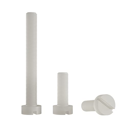 Enkotrade 4 Stück Flachkopfschrauben M8, 20 mm Länge, mit Schlitz Kunststoffschrauben Schrauben Sortiment DIN 84 Plastikschrauben Nylon Zylinderschraube von Enkotrade