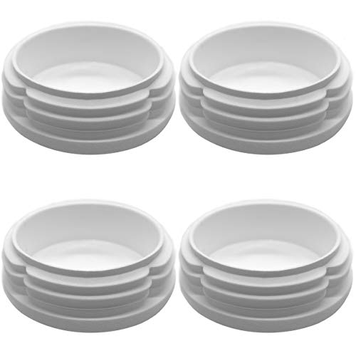 Enkotrade 4 Stück Lamellenstopfen Weiss Rund Ø 25mm, Rohrstopfen, Rohrabdeckung aus hochwertigem Polyethylen Kunststoff, Stopfen, Endstopfen, Kappen | Rohrstopfen Rund von Enkotrade