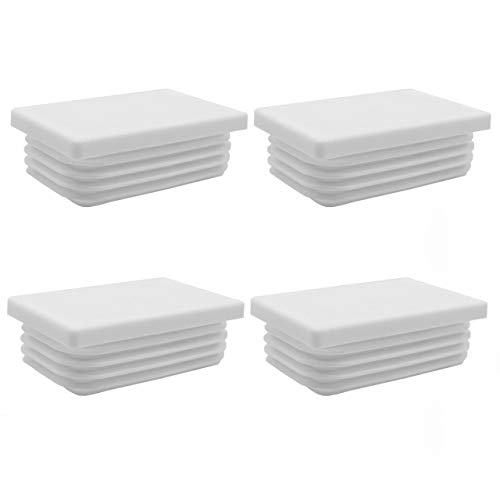 Enkotrade 4 Stück Lamellenstopfen Weiß für Rechteckrohre, 40x30 mm, Rohrabdeckung aus hochwertigem Polyethylen Kunststoff, Stopfen, Endstopfen, Kappen, Gleiter | Rohrstopfen Rechtekig von Enkotrade