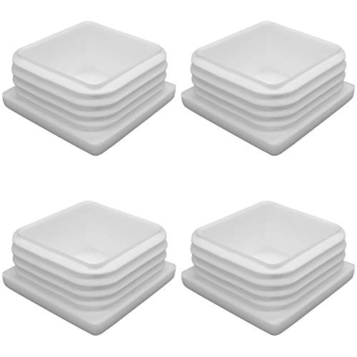 Enkotrade 4 Stück Lamellenstopfen Weiß für Vierkantrohre, 40x40 mm, Rohrabdeckung aus hochwertigem Polyethylen Kunststoff, Stopfen, Endstopfen, Kappen, Gleiter | Rohrstopfen Quadratisch von Enkotrade