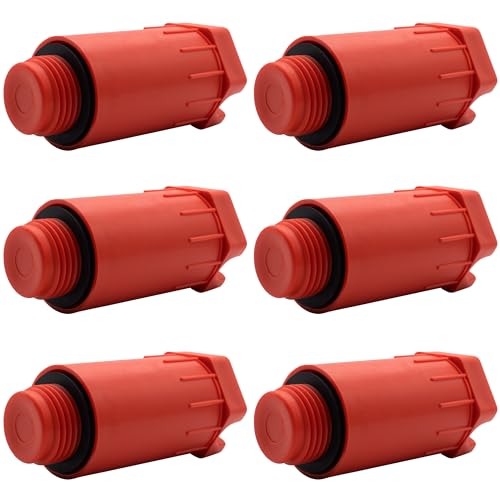 Enkotrade 6 Stück Baustopfen 1/2" Zoll Kunststoff Rot Abdrückstopfen Wasserleitung zur Wasserdruck Prüfung mit Dichtring von Enkotrade