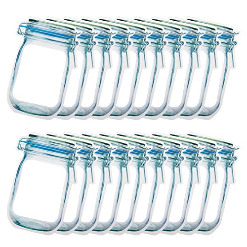 Enkrio Einmachglas Beutel 20 Stück Wiederverwendbare Reißverschlussbeutel Auslaufsichere Aufbewahrung Lebensmittelbeutel Gefrierbeutel für Home/Reisen/Picknick von Enkrio