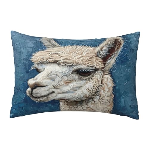 EnkzpoHen Kissenbezug mit verstecktem Reißverschluss, rechteckig, Alpaka-Lama-Druck, bequem, atmungsaktiv von EnkzpoHen