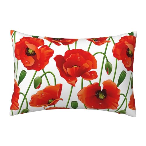 EnkzpoHen Kissenbezug mit verstecktem Reißverschluss, rechteckig, Blumendruck, bequem, atmungsaktiv von EnkzpoHen