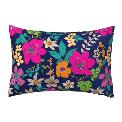 EnkzpoHen Kissenbezug mit verstecktem Reißverschluss, rechteckig, Blumendruck, bequem, atmungsaktiv von EnkzpoHen
