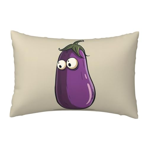 EnkzpoHen Kissenbezug mit verstecktem Reißverschluss, rechteckig, Cartoon-Auberginen-Druck, bequem, atmungsaktiv von EnkzpoHen