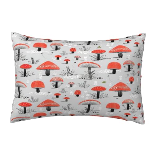 EnkzpoHen Kissenbezug mit verstecktem Reißverschluss, rechteckig, Cartoon-Pilz-Druck, bequem, atmungsaktiv von EnkzpoHen