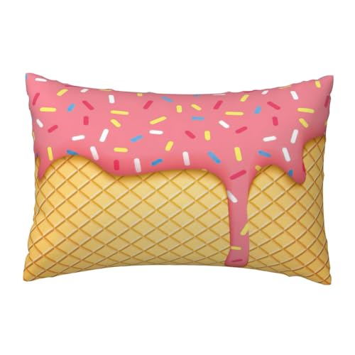 EnkzpoHen Kissenbezug mit verstecktem Reißverschluss, rechteckig, Eis- und Waffelmuster, bequem, atmungsaktiv von EnkzpoHen