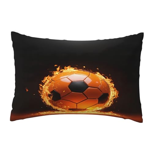 EnkzpoHen Kissenbezug mit verstecktem Reißverschluss, rechteckig, Fußball-Druck, bequem, atmungsaktiv von EnkzpoHen