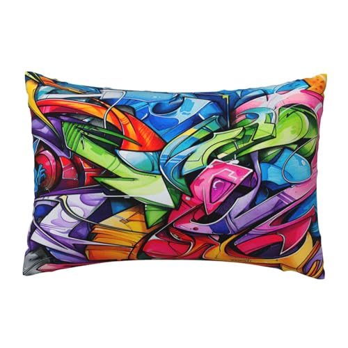 EnkzpoHen Kissenbezug mit verstecktem Reißverschluss, rechteckig, Graffiti-Druck, bequem, atmungsaktiv von EnkzpoHen