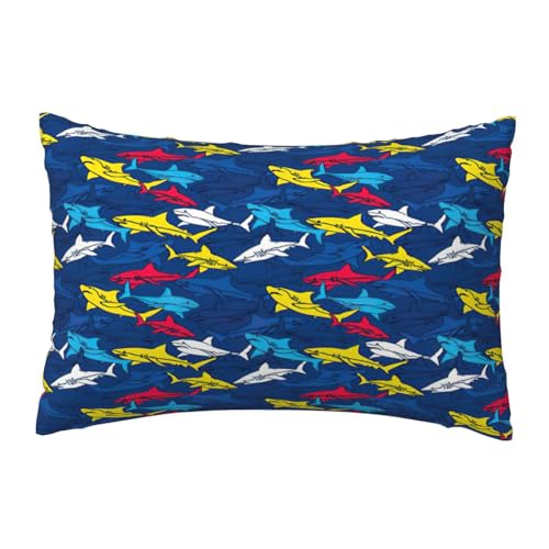 EnkzpoHen Kissenbezug mit verstecktem Reißverschluss, rechteckig, Hai-Druck, bequem, atmungsaktiv von EnkzpoHen