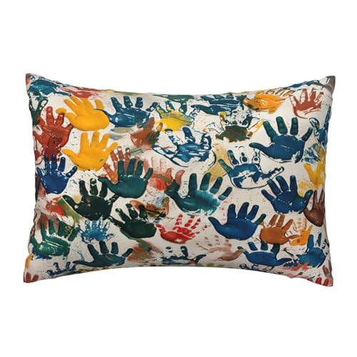 EnkzpoHen Kissenbezug mit verstecktem Reißverschluss, rechteckig, Handdruck, bequem, atmungsaktiv von EnkzpoHen