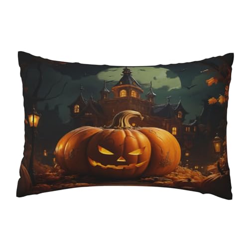 EnkzpoHen Kissenbezug mit verstecktem Reißverschluss, rechteckig, Kürbis, Halloween-Druck, bequem, atmungsaktiv von EnkzpoHen