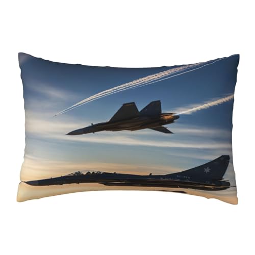 EnkzpoHen Kissenbezug mit verstecktem Reißverschluss, rechteckig, Luftfahrt-Jets-Druck, bequem, atmungsaktiv von EnkzpoHen