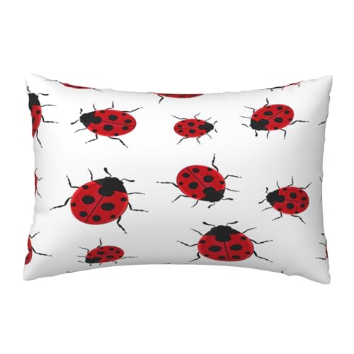 EnkzpoHen Kissenbezug mit verstecktem Reißverschluss, rechteckig, Marienkäfer-Druck, bequem, atmungsaktiv von EnkzpoHen