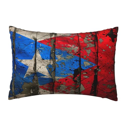 EnkzpoHen Kissenbezug mit verstecktem Reißverschluss, rechteckig, Puerto Rico, Tapeten-Flagge, bequem, atmungsaktiv von EnkzpoHen