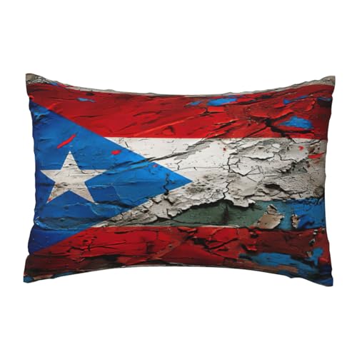 EnkzpoHen Kissenbezug mit verstecktem Reißverschluss, rechteckig, Puerto Rico, Tapeten-Flagge, bequem, atmungsaktiv von EnkzpoHen