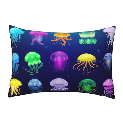 EnkzpoHen Kissenbezug mit verstecktem Reißverschluss, rechteckig, Quallen-Ozean-Druck, bequem, atmungsaktiv von EnkzpoHen