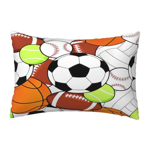 EnkzpoHen Kissenbezug mit verstecktem Reißverschluss, rechteckig, Sportball-Druck, bequem, atmungsaktiv von EnkzpoHen