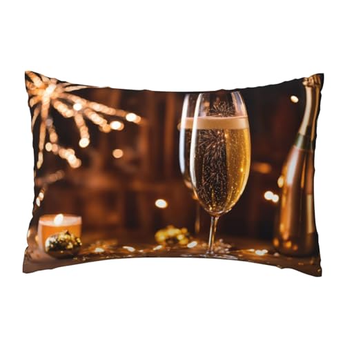 EnkzpoHen Kissenbezug mit verstecktem Reißverschluss, rechteckig, Weinbecher-Druck, bequem, atmungsaktiv von EnkzpoHen