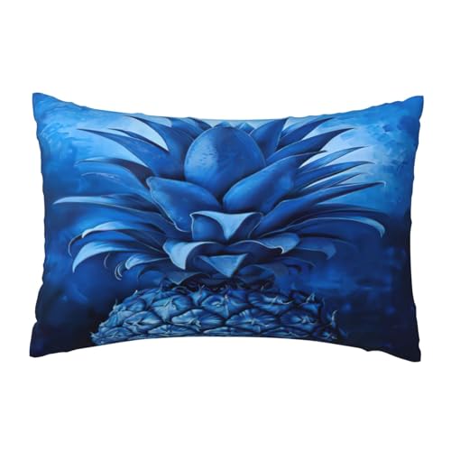 EnkzpoHen Kissenbezug mit verstecktem Reißverschluss, rechteckig, blauer Ananas-Druck, bequem, atmungsaktiv von EnkzpoHen