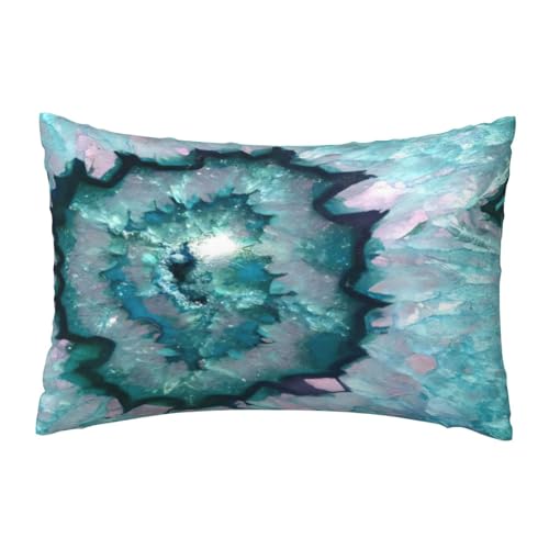 EnkzpoHen Kissenbezug mit verstecktem Reißverschluss, rechteckig, blaugrün, Achat-Druck, bequem, atmungsaktiv von EnkzpoHen