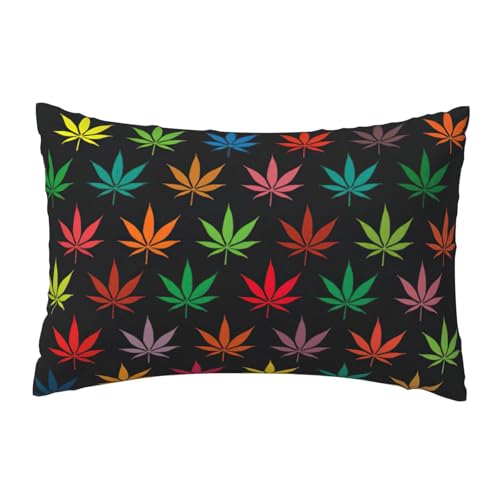 EnkzpoHen Kissenbezug mit verstecktem Reißverschluss, rechteckig, farbiger Blattdruck, bequem, atmungsaktiv von EnkzpoHen