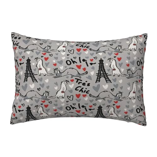 EnkzpoHen Kissenbezug mit verstecktem Reißverschluss, rechteckig, französisches Modell, Frettchen-Druck, bequem, atmungsaktiv von EnkzpoHen