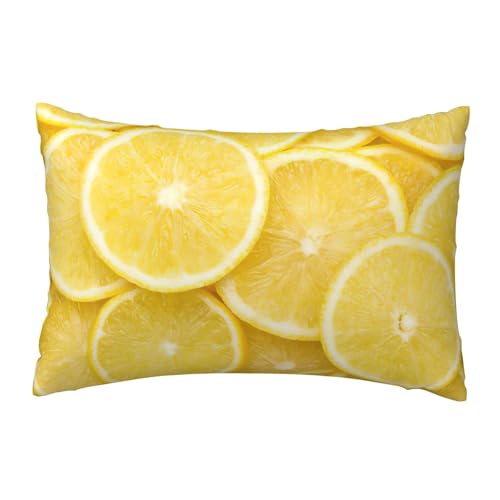 EnkzpoHen Kissenbezug mit verstecktem Reißverschluss, rechteckig, gelb, Zitronenmuster, bequem, atmungsaktiv von EnkzpoHen