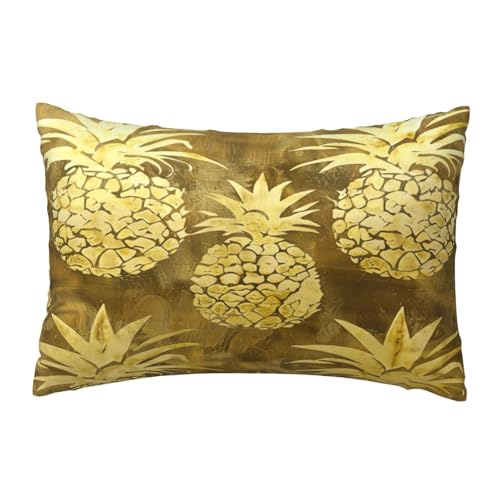 EnkzpoHen Kissenbezug mit verstecktem Reißverschluss, rechteckig, goldfarbener Ananas-Hintergrund, bequem, atmungsaktiv von EnkzpoHen