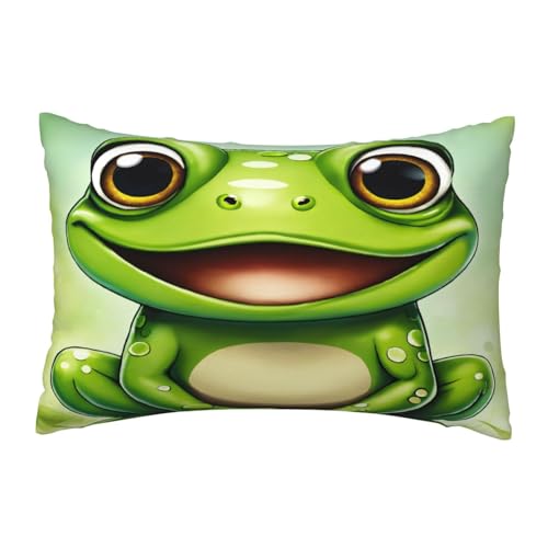 EnkzpoHen Kissenbezug mit verstecktem Reißverschluss, rechteckig, grüner Froschdruck, bequem, atmungsaktiv von EnkzpoHen