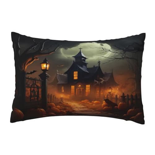 EnkzpoHen Kissenbezug mit verstecktem Reißverschluss, rechteckig, gruselig, Halloween-Druck, bequem, atmungsaktiv von EnkzpoHen