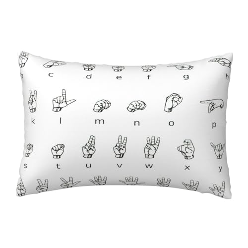 EnkzpoHen Kissenbezug mit verstecktem Reißverschluss, rechteckig, in Zeichensprache, bedruckt, bequem, atmungsaktiv von EnkzpoHen