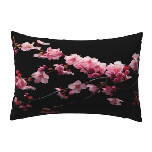 EnkzpoHen Kissenbezug mit verstecktem Reißverschluss, rechteckig, japanischer Kirschblumen-Druck, bequem, atmungsaktiv von EnkzpoHen