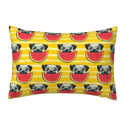 EnkzpoHen Kissenbezug mit verstecktem Reißverschluss, rechteckig, lustiger französischer Stierkampf, Wassermelonen-Druck, bequem, atmungsaktiv von EnkzpoHen