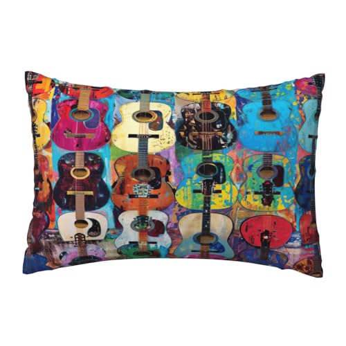 EnkzpoHen Kissenbezug mit verstecktem Reißverschluss, rechteckig, mit Akustik- und Gitarren-Druck, bequem, atmungsaktiv von EnkzpoHen