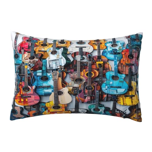 EnkzpoHen Kissenbezug mit verstecktem Reißverschluss, rechteckig, mit Akustik- und Gitarren-Druck, bequem, atmungsaktiv von EnkzpoHen