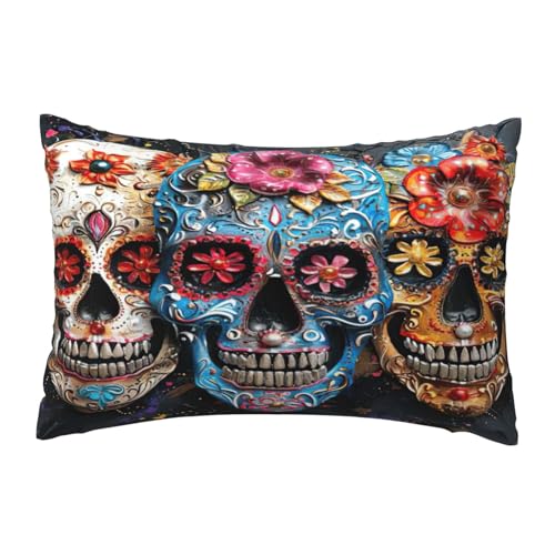 EnkzpoHen Kissenbezug mit verstecktem Reißverschluss, rechteckig, mit Totenkopf-Motiv, bequem, atmungsaktiv von EnkzpoHen