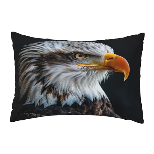 EnkzpoHen Kissenbezug mit verstecktem Reißverschluss, rechteckig, mit Weißkopfseeadler-Druck, bequem, atmungsaktiv von EnkzpoHen