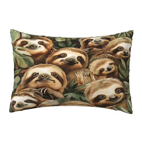 EnkzpoHen Kissenbezug mit verstecktem Reißverschluss, rechteckig, niedlicher Faultier-Druck, bequem, atmungsaktiv von EnkzpoHen