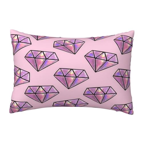 EnkzpoHen Kissenbezug mit verstecktem Reißverschluss, rechteckig, rosa Rautenmuster, bequem, atmungsaktiv von EnkzpoHen