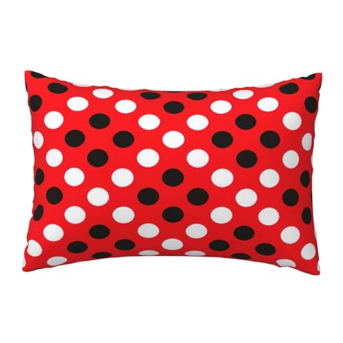 EnkzpoHen Kissenbezug mit verstecktem Reißverschluss, rechteckig, rot-weiß gepunktet, bequem, atmungsaktiv von EnkzpoHen