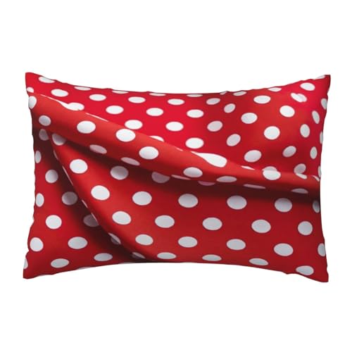 EnkzpoHen Kissenbezug mit verstecktem Reißverschluss, rechteckig, rot-weiß gepunktet, bequem, atmungsaktiv von EnkzpoHen