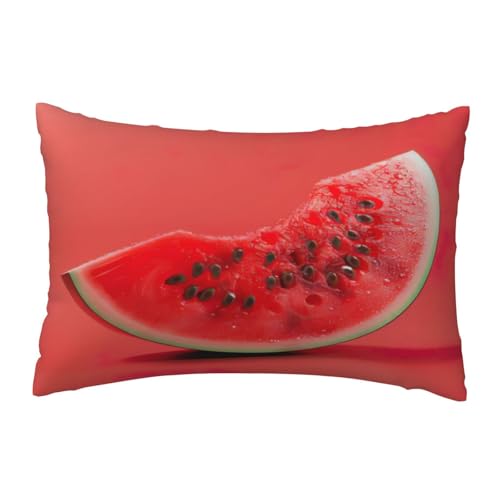 EnkzpoHen Kissenbezug mit verstecktem Reißverschluss, rechteckig, roter Wassermelonen-Druck, bequem, atmungsaktiv von EnkzpoHen